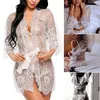 Mulheres Sleepwear Plus Size Camisola Mulheres Sexy Lingerie See-Thru Lace Vestido Babydoll Kimono Robe Malha Nightwear227H