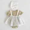 Baby Mädchen Kleidung Sommer Kleidung s Floral Strampler + Hosenträger Rock Anzug Infant Outfit Set 210521