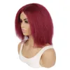 Mélange de vrais cheveux perruque couvre-chef vin rouge moelleux explosif coiffures courtes perruques de cheveux afro