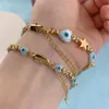 Evil Eye Charm Bracelet Fashion Natural Mother of Pearl Shell Metal Star Round Bead Beaded Bracelets For Women Girls