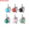 Wojiaer The Dolphins Pendants Natural Gemstone Cabochon Beads Charm 귀여운 동물 보석 도매 Be908