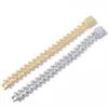 Bracciale Hip Hop di alta qualità 15mm Oro bianco Ottone ghiacciato CZ Baguette pesante Bracciale a maglia cubana Miami Curb Catena di gioielli Party Punk Regali per uomo e donna Bijoux