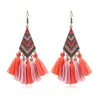 Alloy Vintage Tassels Dangle Earring Cotton Thread Boho Ethnic Triangle Earrings For Women Jewelry Gifts