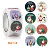 1 inch Merry Christmas DIY Handmade Sticker Package Thank You Label Sealing Stickers Party Snowman Adhesive Seal Labels Stationery Sticker 500pcs/roll
