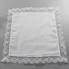 25 cm branco laço fino lenço de algodão toalha mulher casamento presente partido decoração pano guardanapo diy liso liso em branco dat376