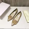 Designer Crystal Lady Dress Shoes Luxury Sequins Rhinestone Flat 6.5 10.5cm Sexiga spetsiga brudbröllopspumpar