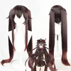 7 sztuk Genshin Impact Hutao Cosplay Costume Hu-Tao Wig Anime gry Hu Tao Stroje Sukienka Halloween Kostiumy dla kobiet Y0913