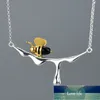 Lotus Fun Collier avec pendentif abeille et miel dégoulinant en or 18 carats en argent sterling 925 véritable fait à la main, bijoux fins de créateur pour femmes, prix d'usine, conception experte, qualité