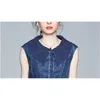 Moda Donna Estate Elegante Abito in denim Femme Vintage Dot Patchwork Designer Runway Senza maniche Abiti lunghi 210520