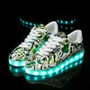 Tamaño 27-41 Niños Zapatillas de deporte brillantes con zapatos ligeros Zapatillas luminosas para niños Niñas Krasovki con retroiluminación Niño Suela luminosa 211022