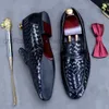 Luxus Herren Kleid Schuhe Echtes Leder Geflochtene Hochzeit Loafer Schwarz Braun Business Büro Formelle Slip On Herren Schuhe