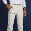 Design Män Byxor Casual Hombres Pantalones Bomull Slim Pant Straight Trousers Fashion Business Pants Plus Size 210715