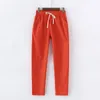 Womens pants Spring Summer Harem Pants Cotton Linen Solid Elastic waist Trousers Soft high quality for Female ladys 210524