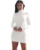 Designer Pink dresses Women Autumn Winter Long Sleeve Turtleneck Sexy Bodycon Midi Casual Sheath Party Club