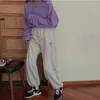QWEEK moda coreana grigio pantaloni sportivi da jogging donna Baggy Kawaii floreale oversize pantaloni sportivi pantaloni larghi per la donna 211112