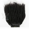 Afro Kinky Curly Straight Deep Water Yaki 4A 4B 4C Cuticle Aligned Remy Virgin 6D Vorgebundene brasilianische indische Echthaarverlängerung6500779