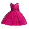 Infantil Menina Flor Pétalas Vestido Crianças Dama de Honra Vestido Elegante Vestido Infantil Vestido de Festa Formal Vinho tinto G1215