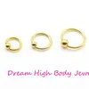 BCR Gold Blue Rainbow Ball Zamknięcie Willop Lip Nose Ear Tragus Pierścień przegrodowy 6mm 8mm 10mm 16g Róża Gold Body Jewelry