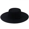 Трансграничная новая осень / зимняя шерстяная 9,5 см большая достойная джазовая шляпа для мужчин для женщин и черных топ-шапки