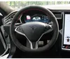 ديي اليد مخيط الجلود عجلة القيادة غطاء ل Tesla model3 / y نموذج s / x سيارة غطاء عجلة الملحقات