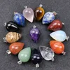 Natursten rund vatten droppe hänge Amethyst Agate Tiger Eye Rose Quartz Obsidian Gems Beads Healing Reiki Crystal Necklace