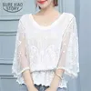 Sommar Blus Kvinnor Plus Storlek Toppar Batwing Sleeve T-shirts Lace White S och S 4478 50 210506