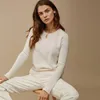 Adishree Woman Winter100％カシミアセーターと叔母ニットプルオーバー高品質の温かい女性Oネックブラックトップ211124