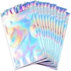 100pcs/lot Aluminum Foil Zipper Bag Resealable Plastic Retail Packaging Bags Holographic Smell Proof Package Pouch for Food Storage