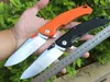 High quality Flipper Folding Knife 8Cr14Mov Satin Drop Point Blade G10 + Stainless Steel Handle Ball Bearing Fast Open Knives 2 Handles Colors