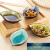 1 pcs chinês-estilo bolsa de molho de cerâmica folha de mesa de cerâmica restaurante restaurante molho multifuncional prato de molho de prato