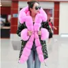 Vinter Parka Real Fur Collar Hooded Tjock Varm Konstgjord Rex Kanin Fur Liner Mode Luxury Fur Coat Jacka 211018