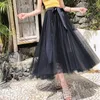 Vintage wysokiej talii elegancki długi linia spódnica kobiety kwiatowy koronki midi kobieta czarna różowa plaża casual streetwear 210421