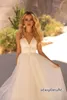 Simple Country Beach Wedding Dress Princess Bridal Gowns 2022 Tulle Satin A Line V Neck Buttons Bride Dresses Plus Size