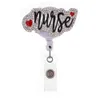 Newest Custom Key Ring Nurse Rhinestone Retractable ID Holder For Name Card Accessories Badge Reel With Alligator Clip
