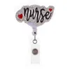 Newest Custom Key Ring Nurse Rhinestone Retractable ID Holder For Name Card Accessories Badge Reel With Alligator Clip244S