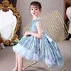 Kid Girl Elegant Weddings Pearl Petals Dress Princess Party Pageant Long Sleeve Lace Tulle for 3 4 5 6 7 8 9 10 11 12 Yrs 210508