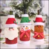 Christmas Decorations Festive & Party Supplies Home Garden Wine Bottle Er Champagne Sweater Santa Reindeer Snowman Xmas Table Ornaments Phjk