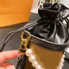 2022designer bags fashion pearl chain Bag cross body Classic Mini Drawstring single shoulder handbag Gift box