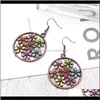 Dangle Chandelier Vintage Multicolor Sunflower Large Round Pendant Earring Antique Bronze Hollow Out Flower Earhook Charming Eardrop W Bryx5