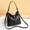 Classic Black Tote Handbags For Women Large Capacity Shoulder Bag Vintage Tassel Crossbody Luxury Leather Lady Messenger Cross Body