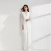 Women's Runway Dresses O Neck Long Sleeves Embroidery Lace Patchwork Ruffles Asymmetrical Split Elegant Maxi Party Evening Prom