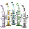 Drievoudige boom perc bong dab rig glazen bongen bong rigs waterleiding 15.5 "Tall filter roken pijpen met kom quartz banger Awesome Heady Bongs