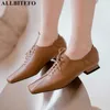 ALLBITEFO croce legato in pelle di mucca naturale donne tacchi scarpe tacco spesso moda tacchi alti donne scarpe tacco basso scarpe da lavoro d'ufficio 210611