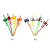 Disposable Dinnerware 4 Pcs Plastic Drinking Straws Party For Colorful Curly Cute Children Birthday Bar The