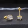 Hiphop full CZ diamond micro stud earrings for men hipster goldplated jewelry4120660