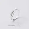 925 Sterling Silver Spring Leaves Clear CZ Zirkoon Ring voor Dames Mode Gratis Grootte Flora Fijne Sieraden 210707