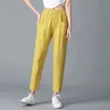 Pantalon 100% coton pour femme pantalon lâche décontracté couleur unie harem plus taille été F144 211115