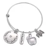 Love Inspire Teach White Crystal Apple Ruler Armband Rvs Hanger Bangle Sieraden Gift Leraar Friend DLH204