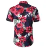 Floral Hawaiian Beach Camisas Mens Verão Botão de Manga Curta Down Chemise Homme Tropical Aloha Party Roupas Para Câmeras Masculinas 210522