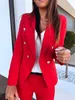 Sonbahar Büyük Boy Blazer kadın Ceket Çentikli Kruvaze Düğme Kadın Mont Moda Ofis Zarif Bayan Giyim 210930